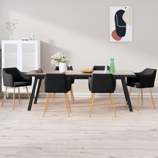 vidaXL Esszimmerst&uuml;hle 6 Stk. Schwarz Samt