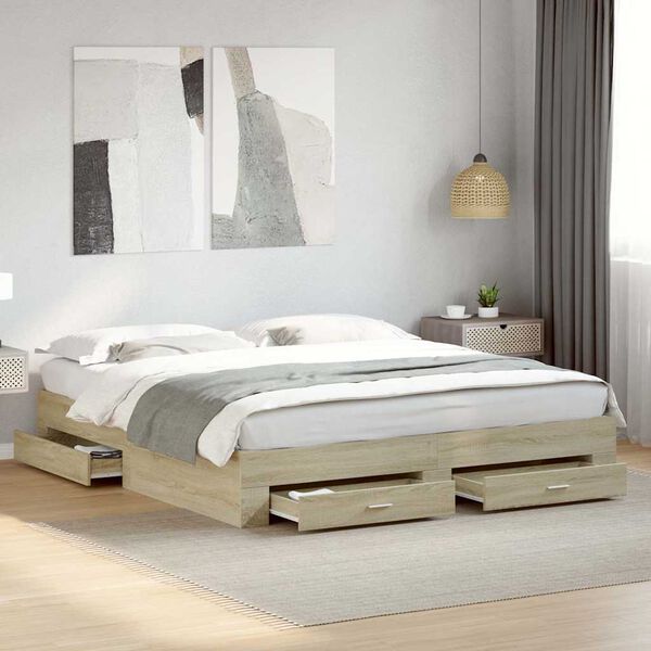 vidaXL Bettgestell mit Schubladen Sonoma-Eiche 180x200cm Holzwerkstoff