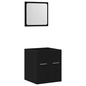 vidaXL 2-tlg. Badm&ouml;bel-Set Schwarz Eichen-Optik Holzwerkstoff