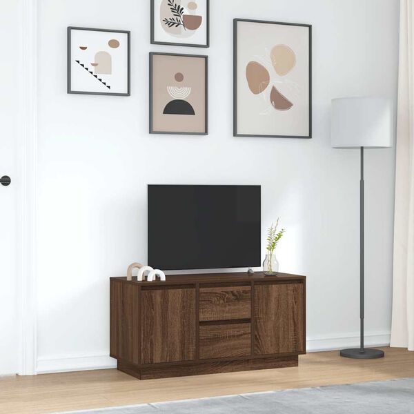 vidaXL TV-Schrank mit LED-Leuchten Braun Eichen-Optik 100x41x50 cm