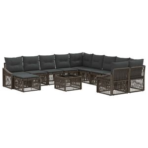 vidaXL Gartensofa-set 12 stk. Grau Poly-Rattan