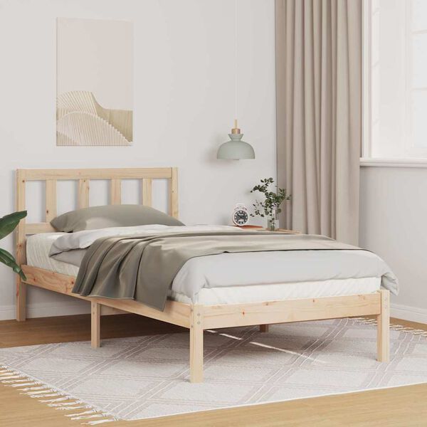 vidaXL Bettrahmen mit Kopfteil Braun 75 x 190 cm Massives Kiefernholz