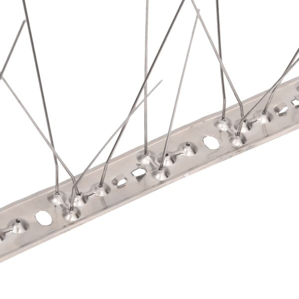 vidaXL 20-tlg. Taubenabwehr Spikes-Set Edelstahl 10 m 5-reihig