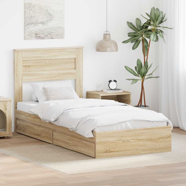 vidaXL Aufbewahrungsbett Sonoma-Eiche 90 x 190 cm Holzwerkstoff