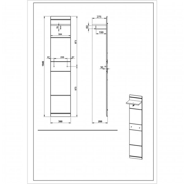 Germania Garderobe Malou 39 x 29,9 x 19,46 cm Nelson-Eiche und Wei&szlig;
