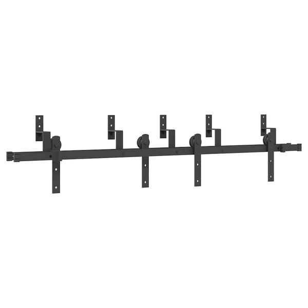 vidaXL Schiebet&uuml;rbeschlag-Set 183 cm Stahl Schwarz