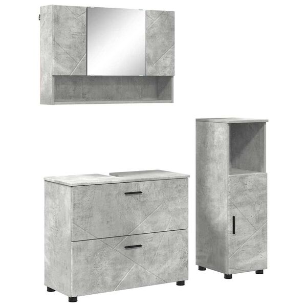 vidaXL Badezimmerm&ouml;bel-Set 3 pcs Beton Grau Sperrholz und Metall