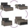 vidaXL Gartensofa 2-Sitzer mit Kissen Grau Poly Rattan