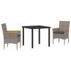 vidaXL Garten Essgruppe 3 pcs Grau Poly-Rattan
