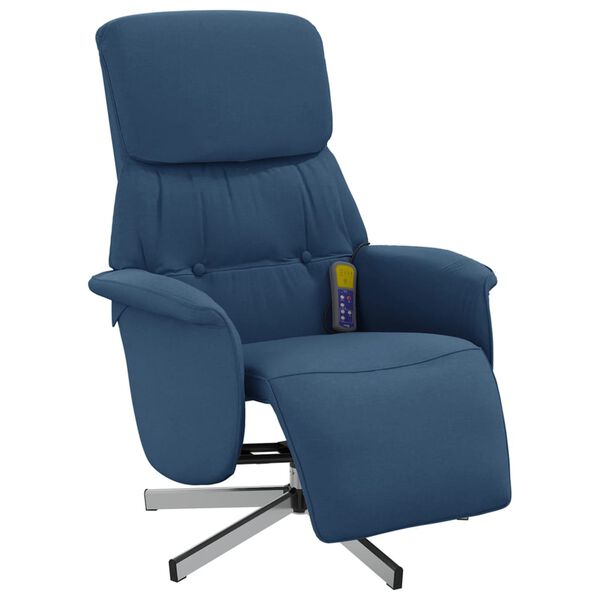 vidaXL Massagesessel mit Fu&szlig;teil Blau Stoff