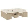 vidaXL 10-tlg. Garten-Sofagarnitur mit Kissen Beige Poly Rattan