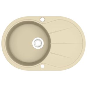 vidaXL Granitsp&uuml;le Einzelbecken Oval Beige