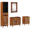 vidaXL Badezimmerm&ouml;bel-Set mit Regal 4 pcs Walnuss Massivholz Mango