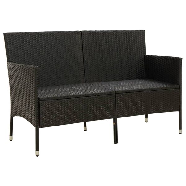 vidaXL 3-Sitzer-Gartensofa mit Kissen Schwarz Poly Rattan