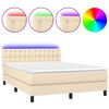 vidaXL Boxspringbett mit Matratze & LED Creme 140x200 cm Stoff