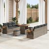 vidaXL Garten-Sofa-Set mit Kissen mit Speicher Grau Poly Rattan