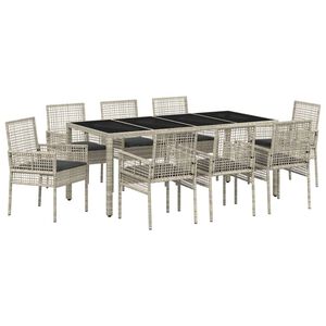 vidaXL Garten Essgruppe 9 stk. Hellgrau Poly-Rattan