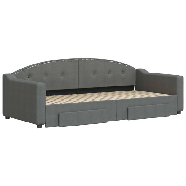 vidaXL Tagesbett Ausziehbar mit Schubladen Dunkelgrau 90x200 cm Stoff