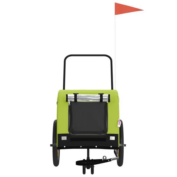 vidaXL Fahrradanh&auml;nger Hunde Gr&uuml;n und Schwarz Oxford-Gewebe & Eisen