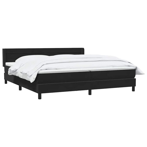 vidaXL Boxspringbett mit Matratze Schwarz 180x210 cm Samt