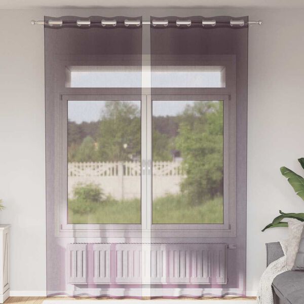 vidaXL Voile Vorh&auml;nge mit &Ouml;sen 2 Stk. Lila 140x260 cm