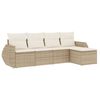 vidaXL 5-tlg. Garten-Sofagarnitur mit Kissen Beige Poly Rattan