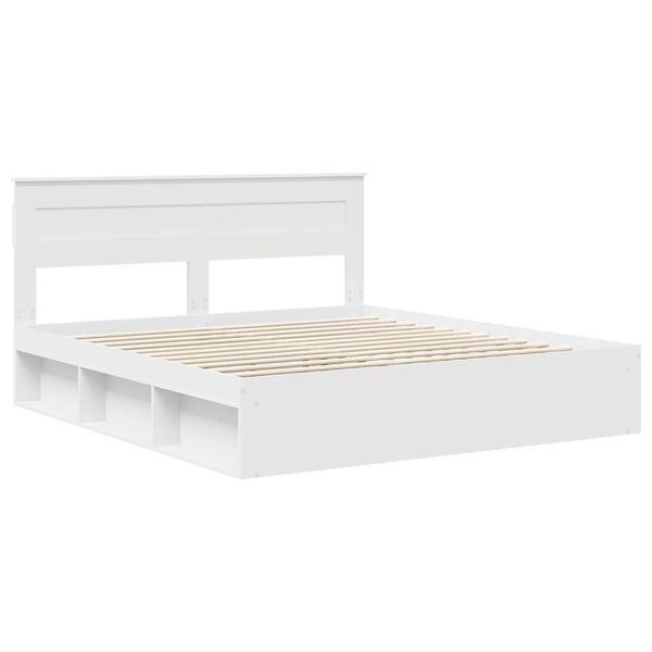 vidaXL Bettrahmen mit Kopfteil Wei&szlig; 200 x 200 cm Massives Kiefernholz