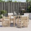 vidaXL Gartenst&uuml;hle mit Kissen 4 Stk. Beige Poly Rattan
