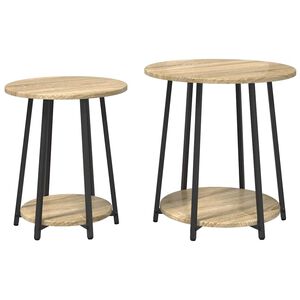 vidaXL Beistelltisch-Set 2 stk. Sonoma Eiche und Schwarz