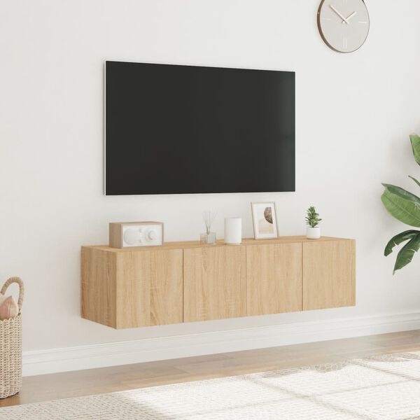 vidaXL TV-Wandschr&auml;nke mit LED-Leuchten 2 Stk. Sonoma-Eiche 60x35x31cm