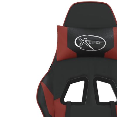 vidaXL Gaming-Stuhl mit Massage & Fußstütze Schwarz Weinrot Kunstleder