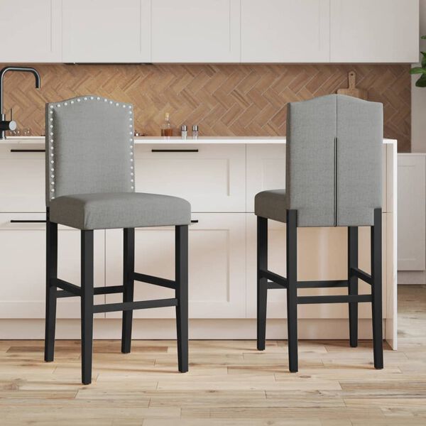 vidaXL Barst&uuml;hle 2 Stk. Massivholz Gummibaum und Stoff
