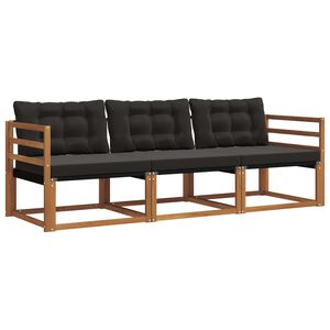 vidaXL Outdoor-Sofagarnitur 3 stk. Natur und Schwarz