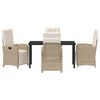 vidaXL Garten Essgruppe mit Kissen 5 pcs Beige Poly-Rattan
