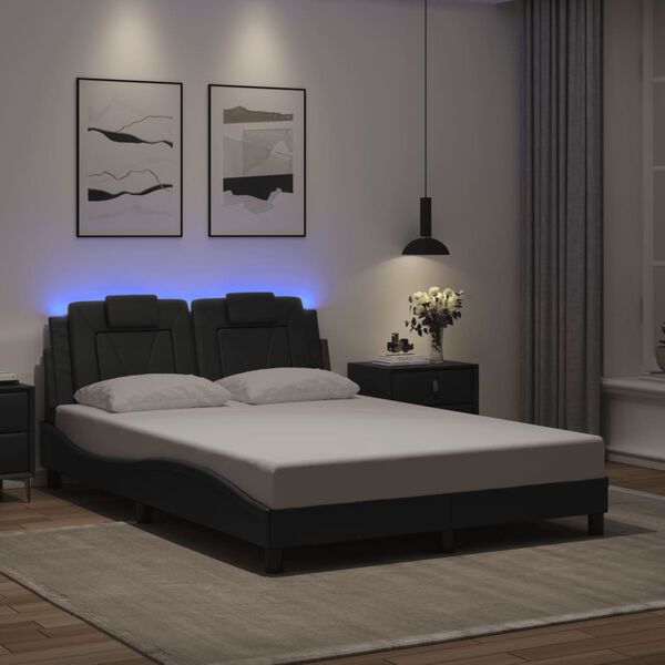 vidaXL Bettgestell "Viana" mit LED ohne Matratze Grau 140x190 cm