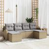 vidaXL Sofa Set mit Kissen 6 pcs Beige und hellgrau Poly-Rattan