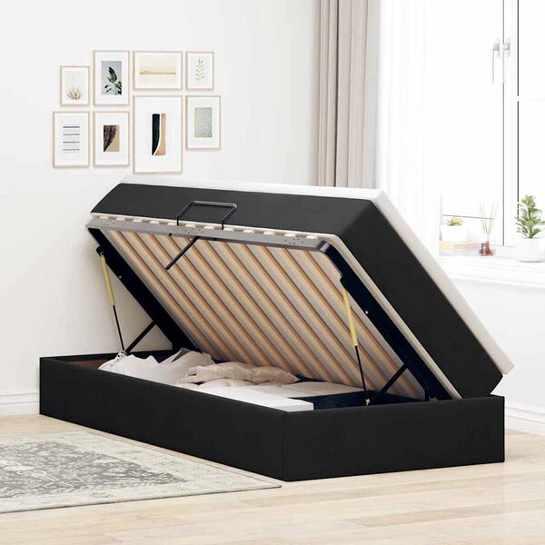 vidaXL Aufbewahrungsbett mit Matratze Schwarz 100 x 200 cm Samt