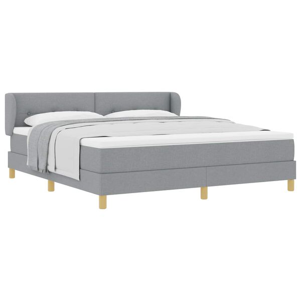 vidaXL Boxspringbett mit Matratze Hellgrau 180 x 200 cm Stoff