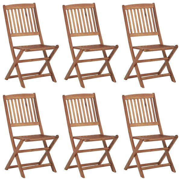vidaXL Klappbare Gartenst&uuml;hle 6 Stk. mit Kissen Massivholz Akazie