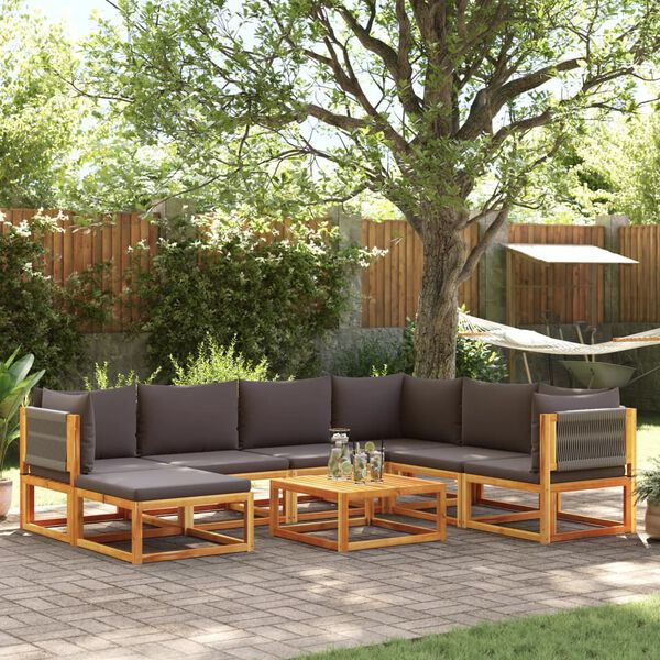 vidaXL 8-tlg. Gartensofa-Set mit Kissen Holz Akazie & Seil