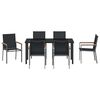 vidaXL Garten Essgruppe 7 pcs Schwarz Pulverbeschichteter Stahl