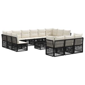vidaXL Gartensofa-set 14 stk. Schwarz Poly-Rattan