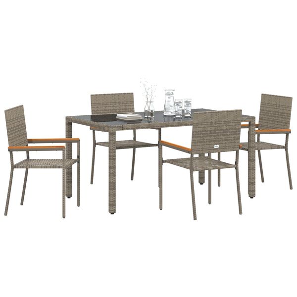vidaXL Garten Essgruppe 5 pcs Grau Poly-Rattan