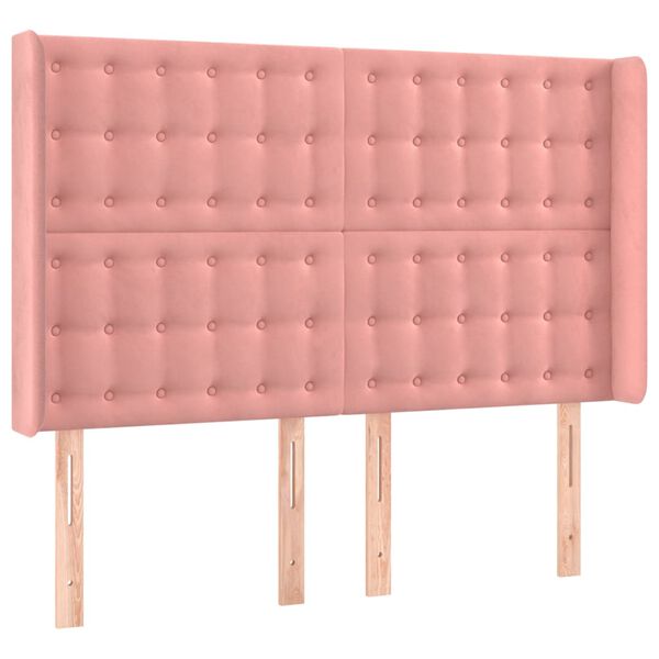 vidaXL Kopfteil mit Ohren Rosa 147x16x118/128 cm Samt