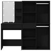 vidaXL LED Schminktisch Set Schwarz Eichen-Optik 140 x 40 x 140 cm