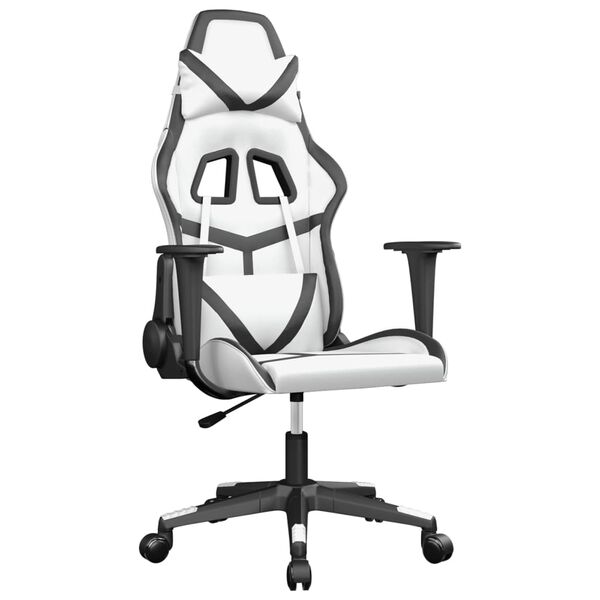 vidaXL Gaming-Stuhl Wei&szlig; und Schwarz Kunstleder