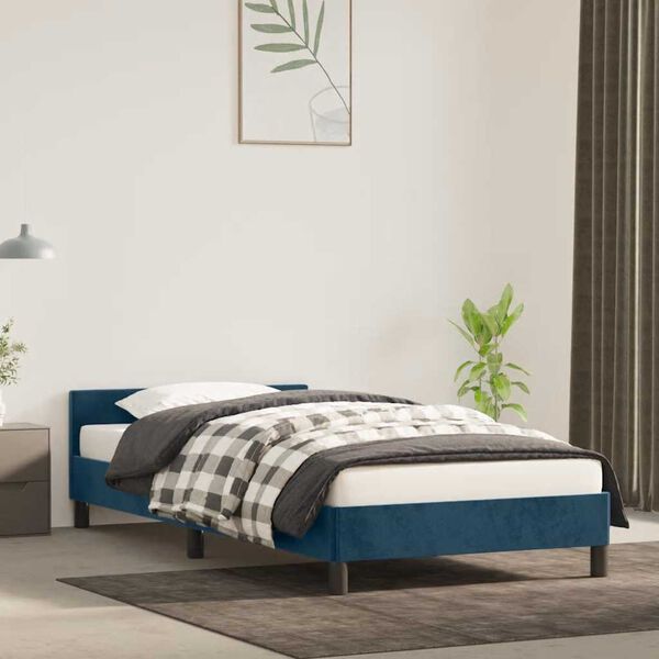 vidaXL Bettgestell ohne Matratze Dunkelblau 90x200 cm Samt