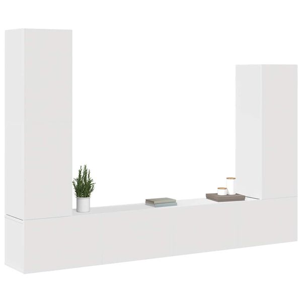 vidaXL 4-tlg. TV-Schrank-Set Wei&szlig; Holzwerkstoff