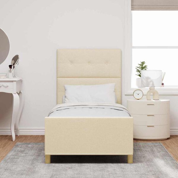 vidaXL Bettgestell mit Kopfteil Creme 80 x 200 cm Stoff