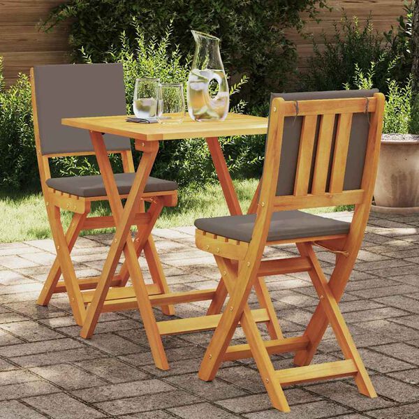vidaXL Bistrogarnitur mit Kissen 3 pcs &Ouml;l-Natur Massivholz Akazie